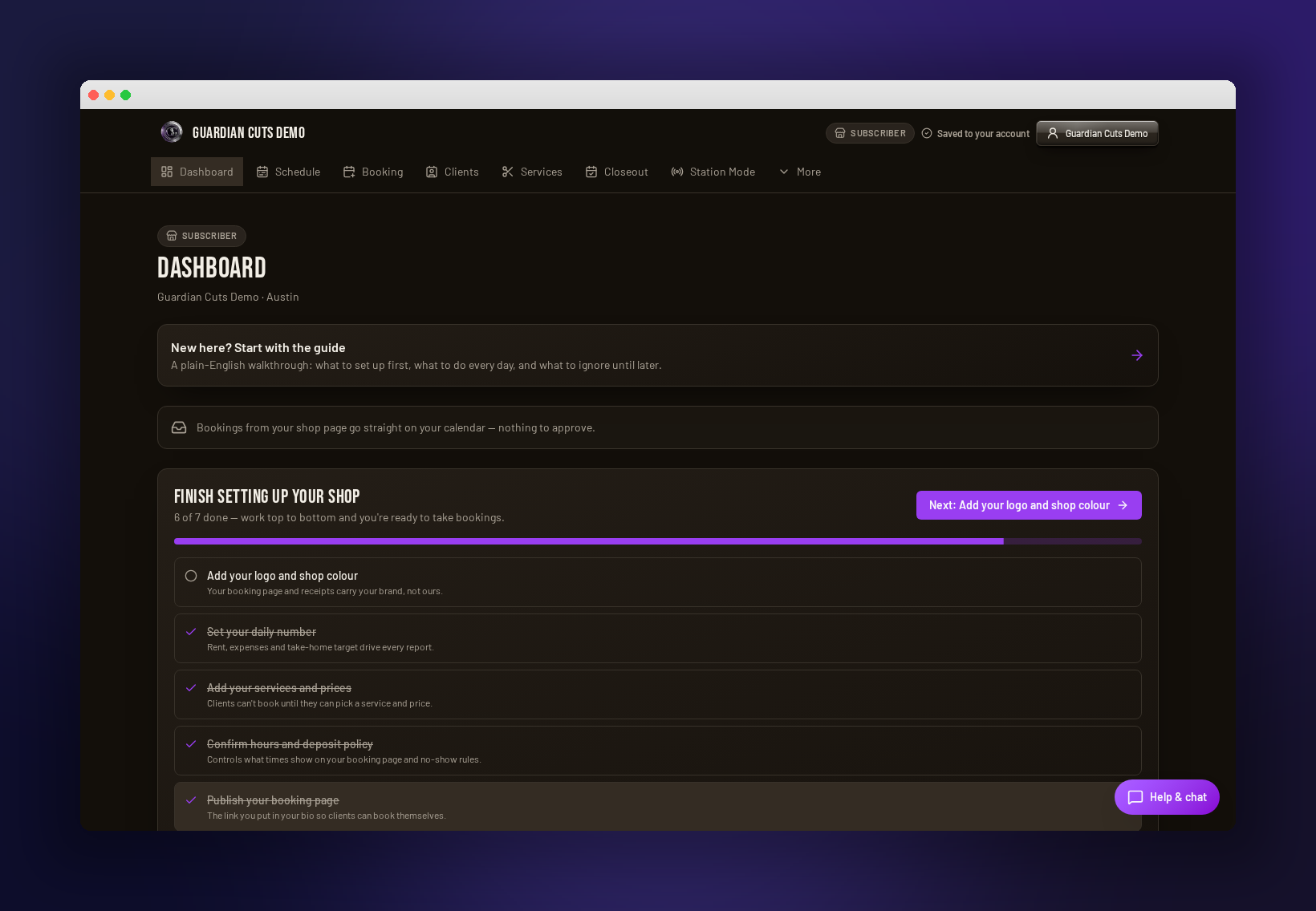 Your morning dashboard — Omni Shop Guardian product screenshot